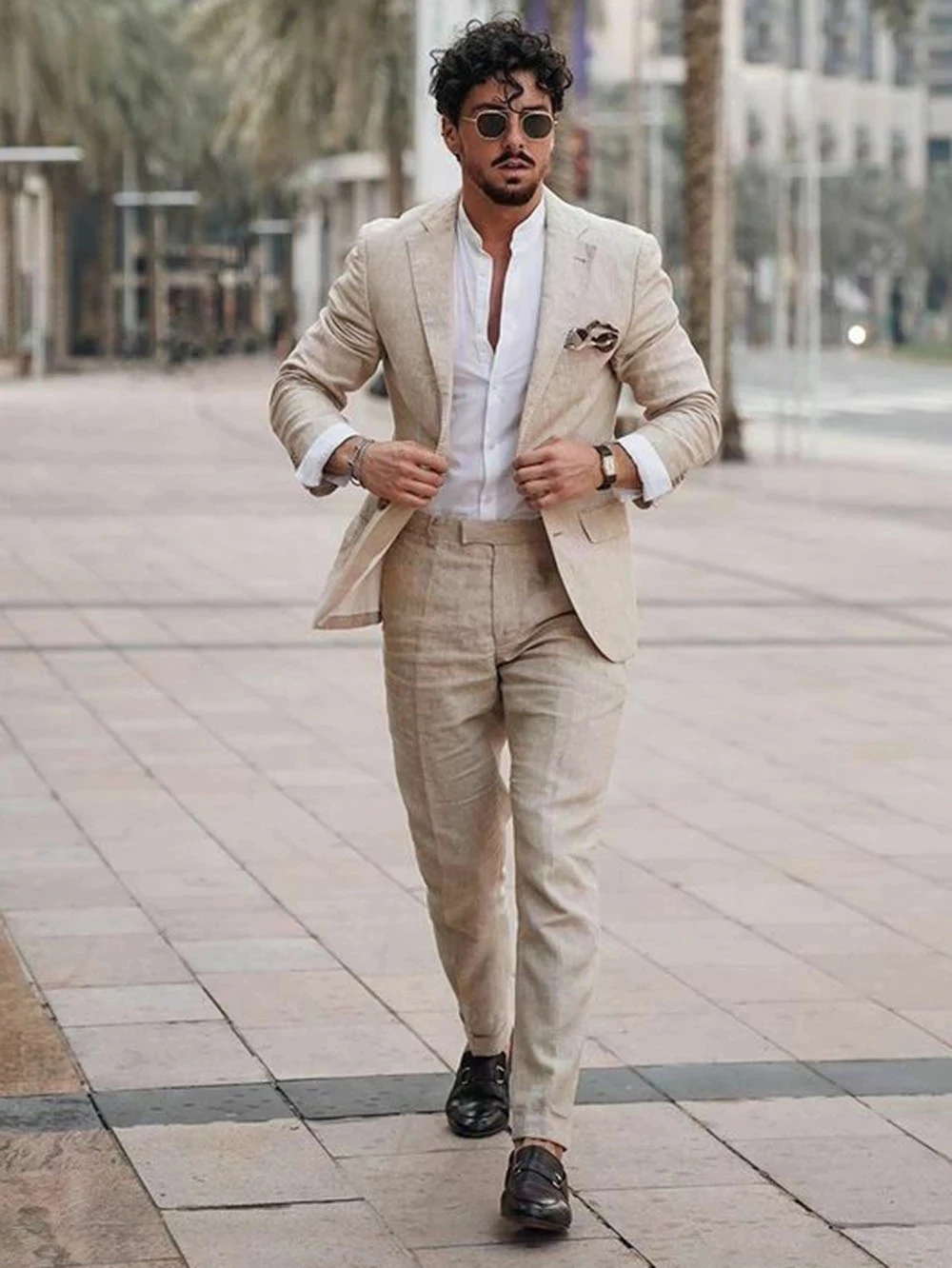 Men'S Formal Beach Wear - بدلة رجالية صيفية من الكتان للشاطئ