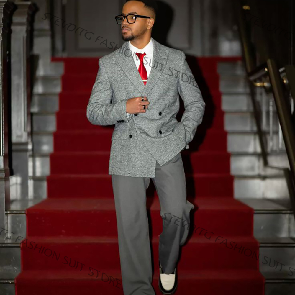 Men'S Formal Evening Wear - بدلة رجالية رمادية غير رسمية ذات