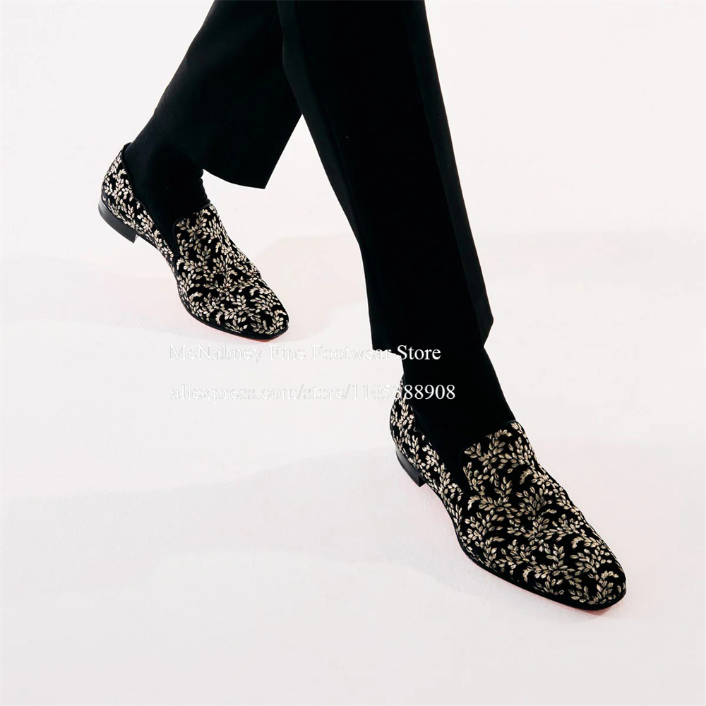 Men'S Formal Evening Wear - حذاء رجالي أسود من الحرير المخملي
