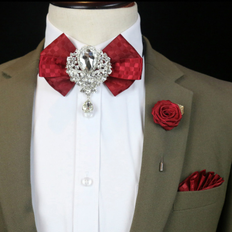 Korean Men Formal Wear - الرجال الزفاف حجر الراين ربطة القوس