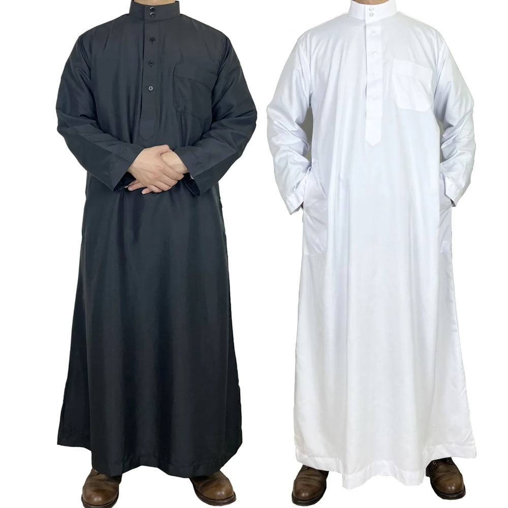 Men Formal Wear Dubai - ثوب قطري رجالي من البوليستر بياقة
