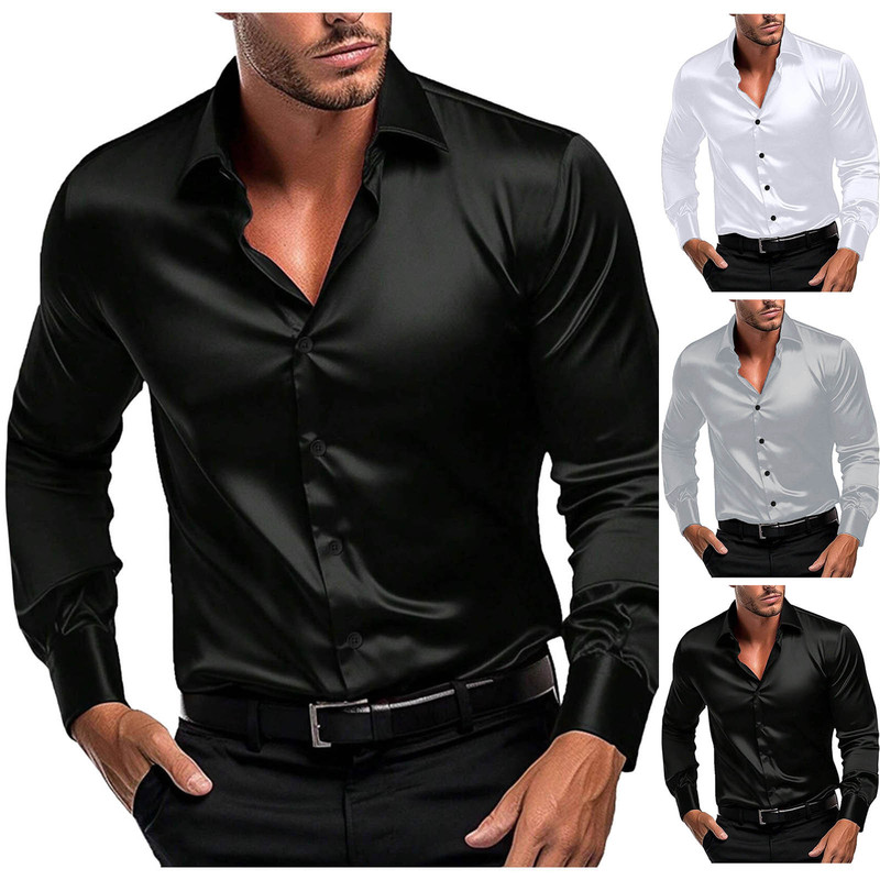 Mens Formal Look - قميص رجالي رسمي بأكمام طويلة من