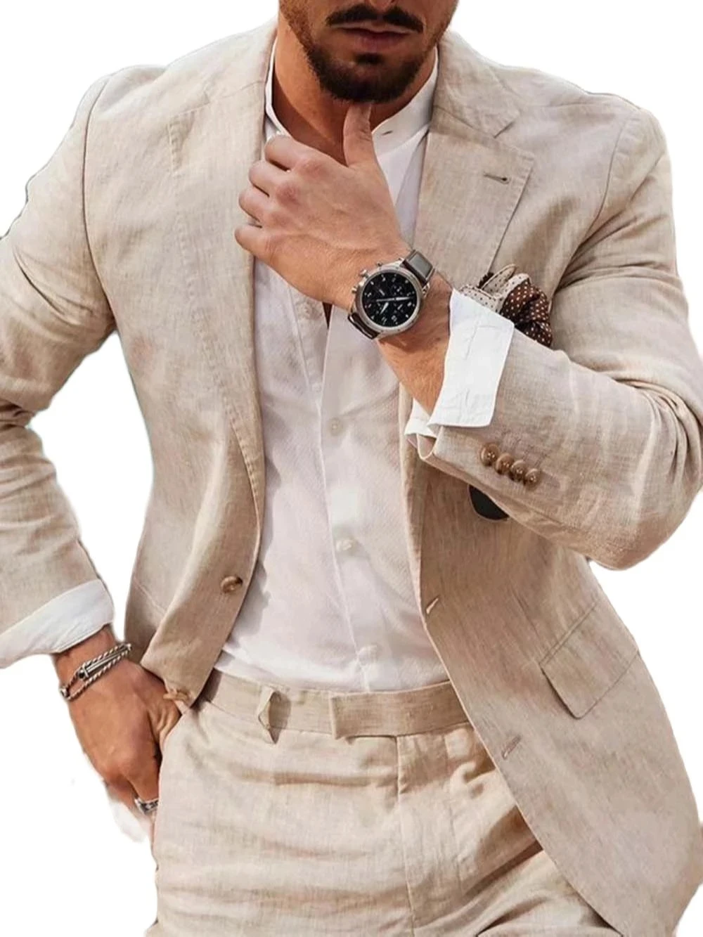 بدلة رجالية صيفية من الكتان لل - مراجعة Men'S Formal Beach Wear وسعره