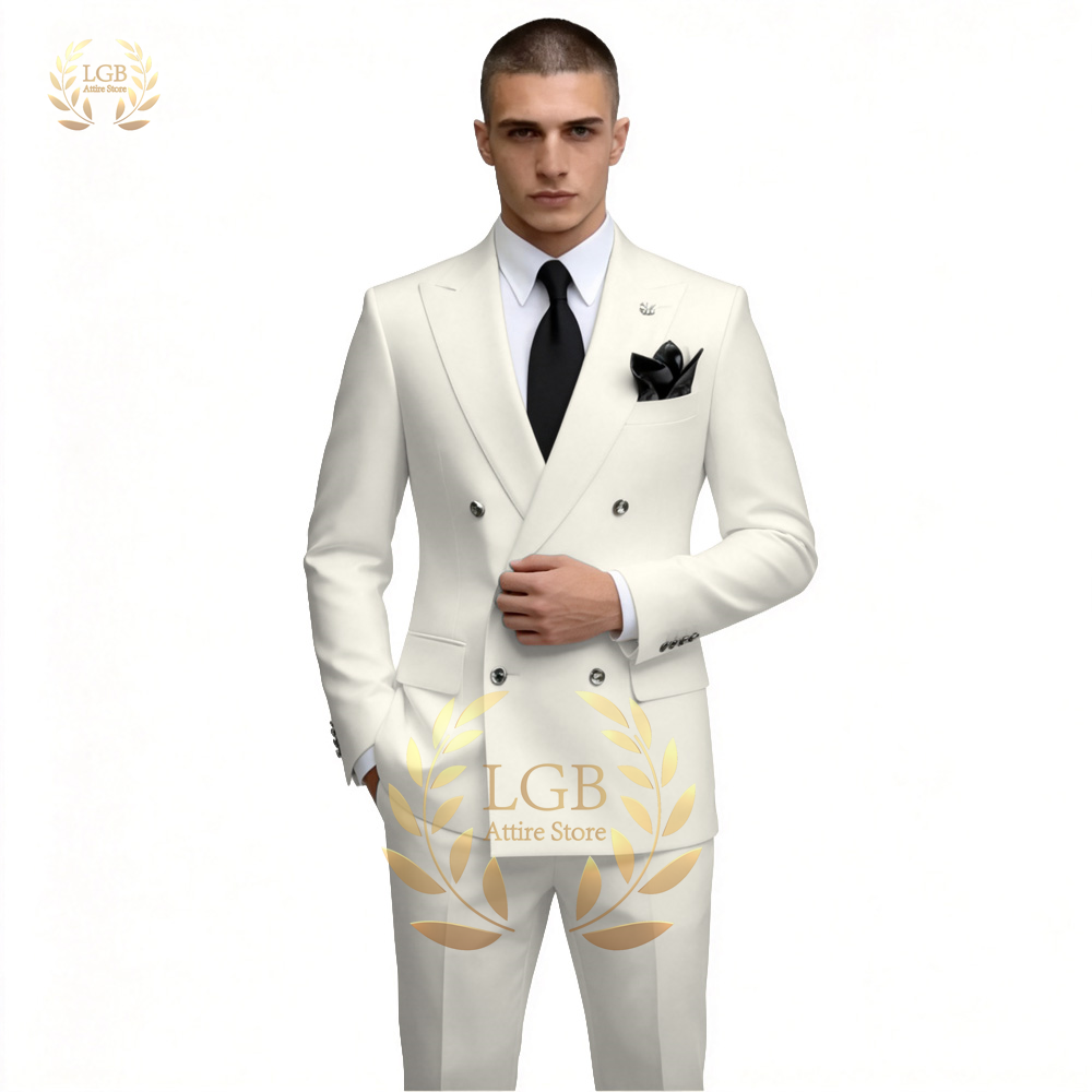 بدلة رجالية بيضاء مزدوجة الصدر - مراجعة Men'S Formal Evening Wear وسعره