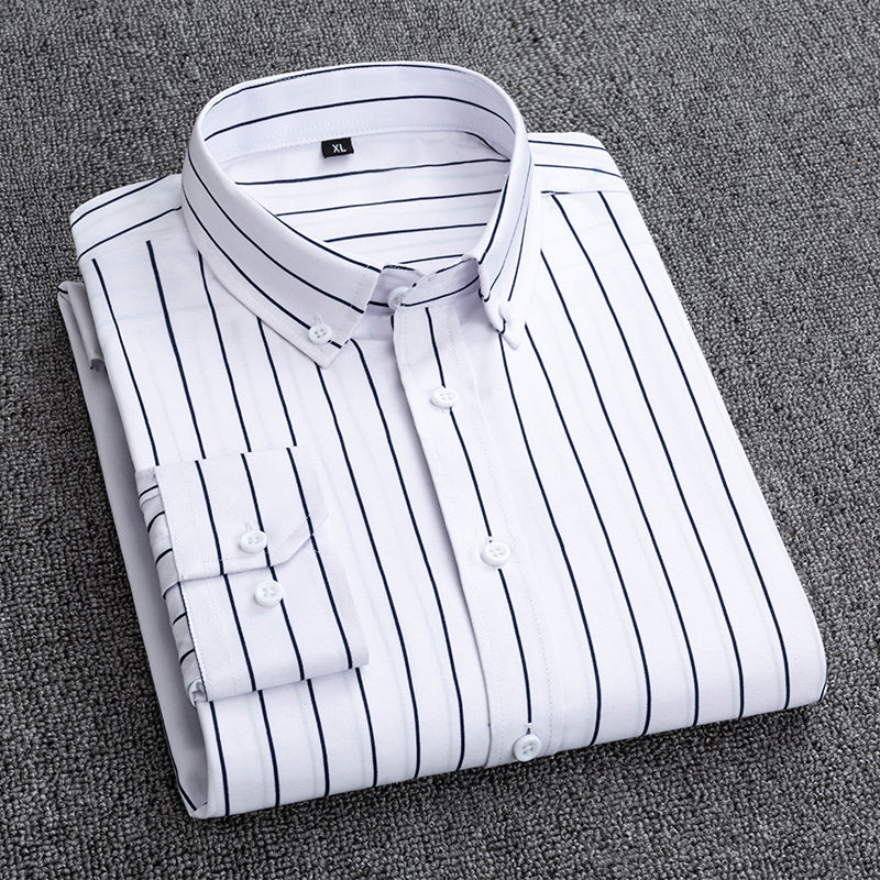 الرجال مخطط كم طويل منقوشة فحص - مراجعة Korean Men Formal Wear وسعره