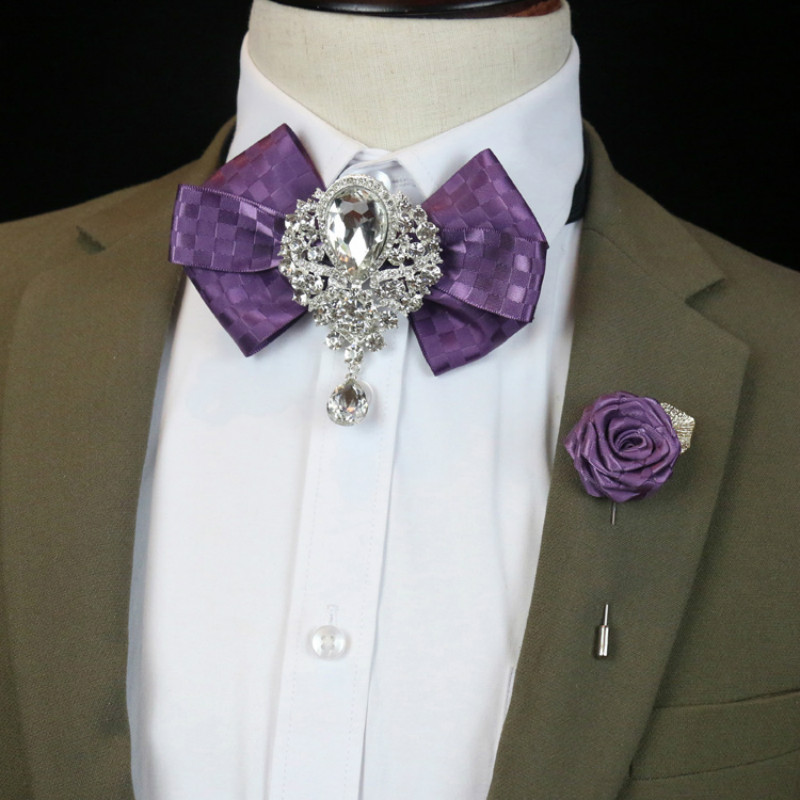الرجال الزفاف حجر الراين ربطة  - مراجعة Korean Men Formal Wear وسعره