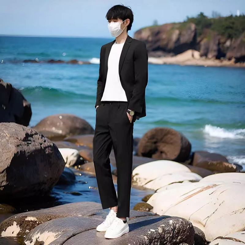 طقم بدلة صيفية خفيفة الوزن للر - مراجعة Korean Men Formal Wear وسعره