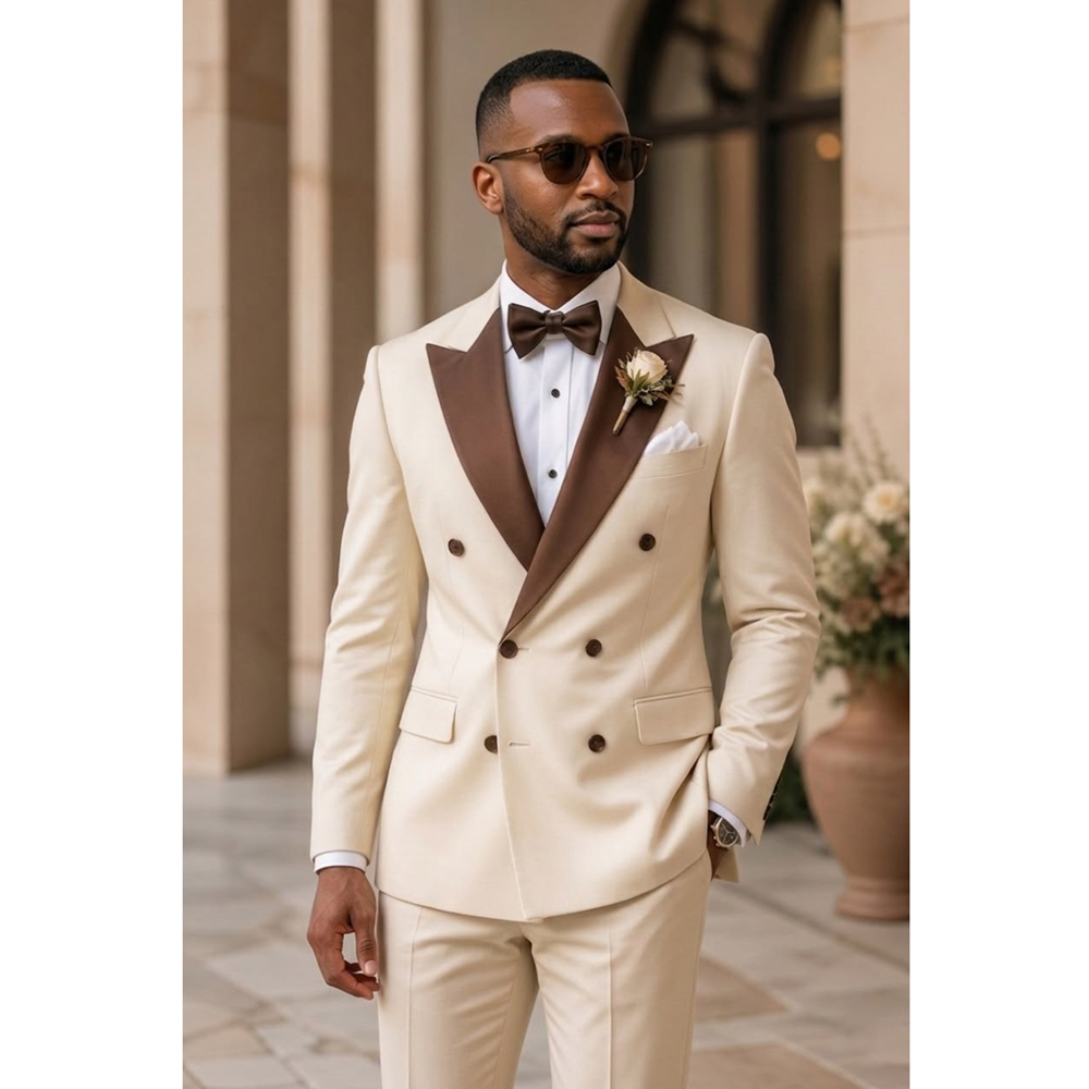 بدلة توكسيدو رجالية مزدوجة الص - مراجعة Men Formal Wear Modern وسعره