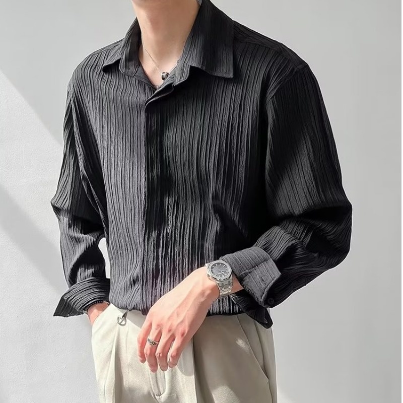 أسود المشمش الأبيض بأكمام طويل - مراجعة Korean Men Formal Wear وسعره